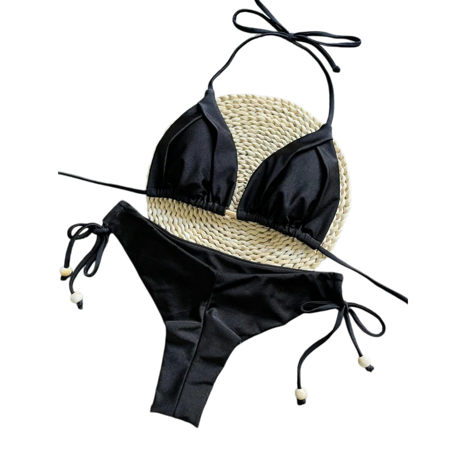 Bikini perlé en Nylon Terre Cuite