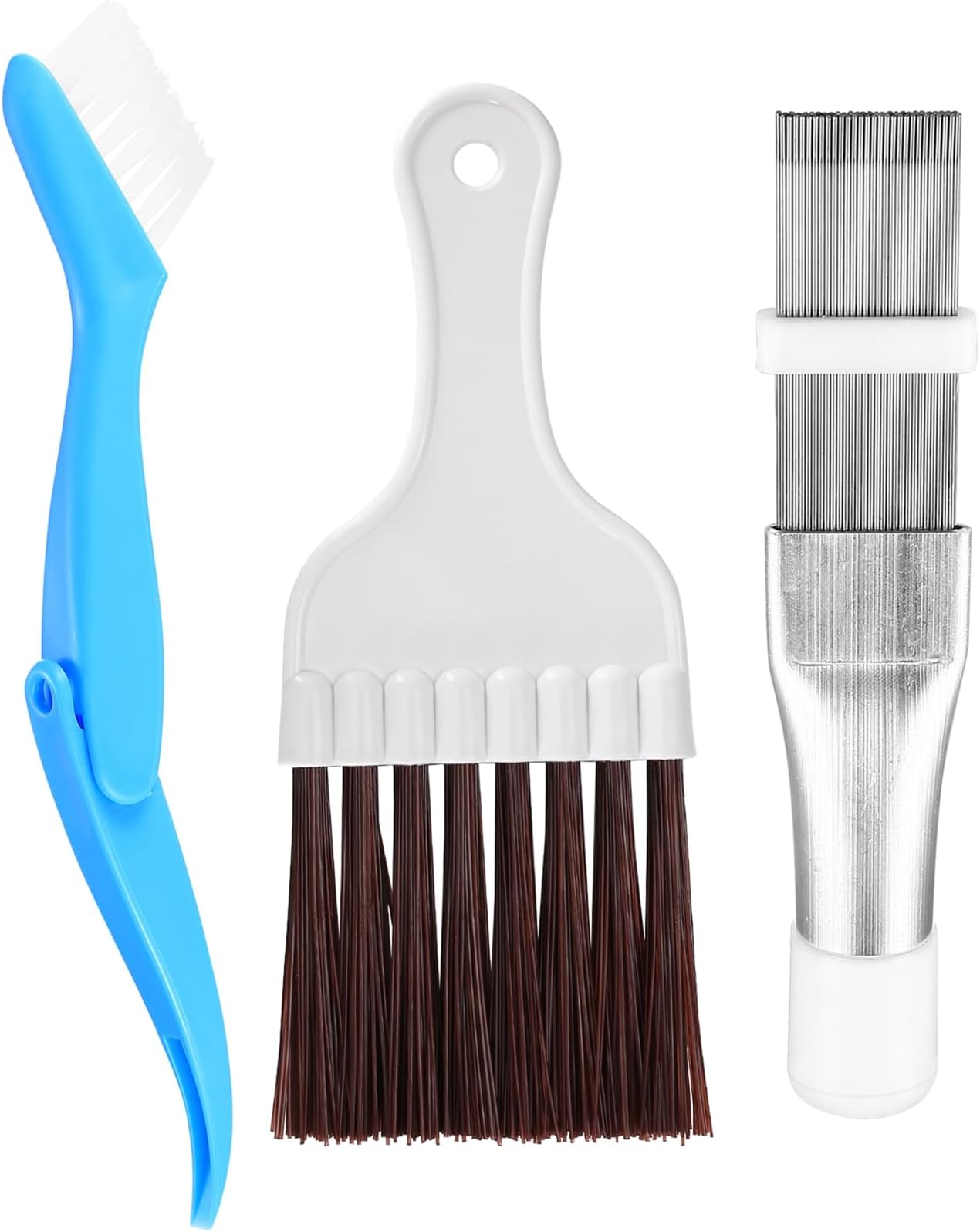 Air Conditioner Condenser Fin Cleaning Brush, 3 Pcs Coil Condenser Brushes, AC Fin Comb, Stainless Steel Air Conditioner Fin Cleaner Whisk Brush Comb, Air Refrigerator Coil Fin Evaporator Brush