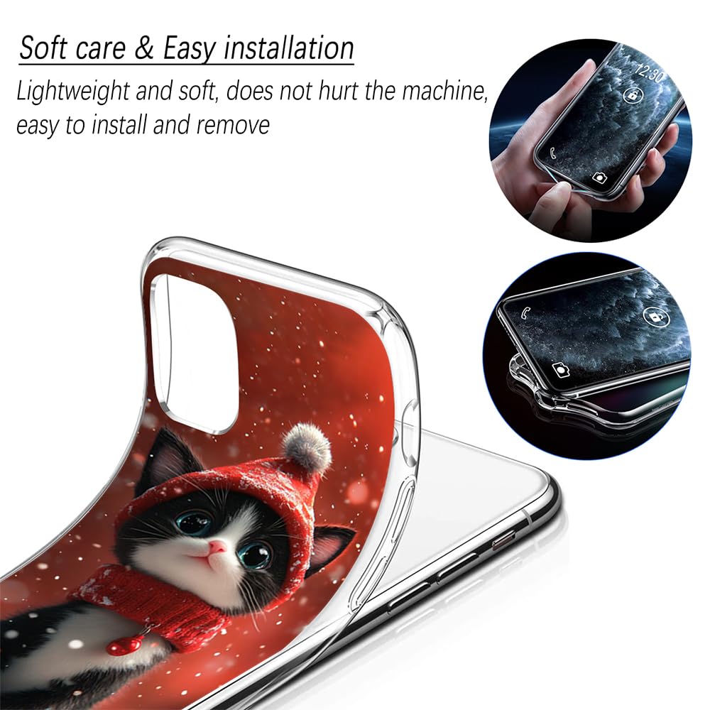 JEZSTHAI Custodia Compatibile con Motorola Moto G6 Cover Trasparente in Silicone Sottile Antiurto Antigraffio Morbida TPU Bumper Protettiva Case,Gatto Carino Design Grafico