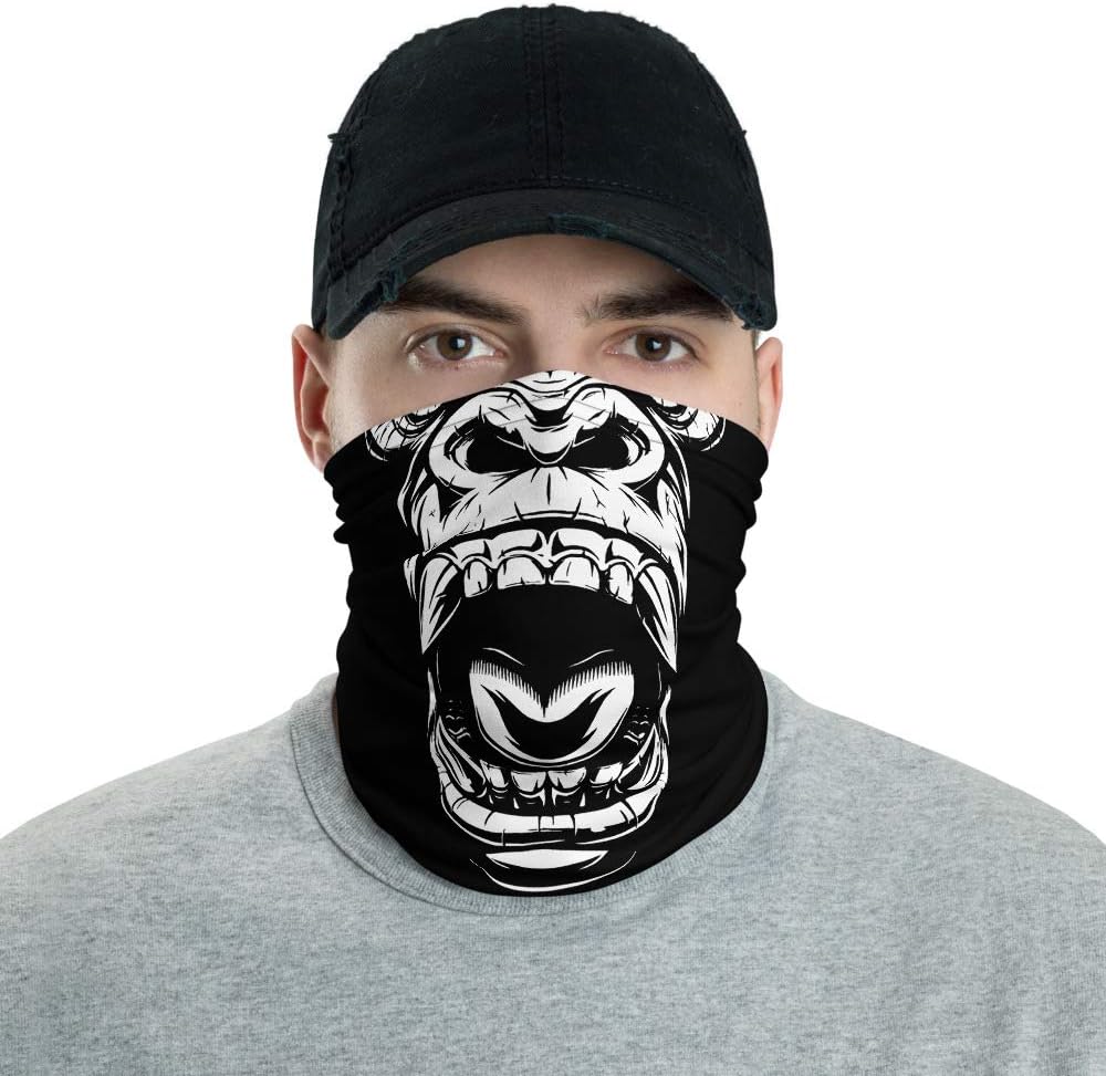 Screaming Gorilla Face Shield, Face Mask, Headband, Bandana, Wristband, and Neck Warmer