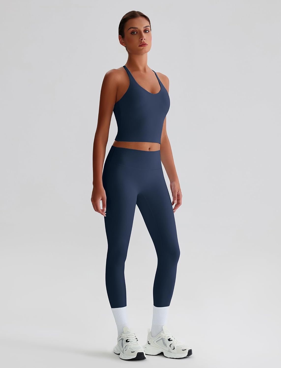 ABOCIW Workout Sets for Women 2 Piece Backless Strappy Padded Tank Tops High Waist Leggings Gym Yoga Pilates Outfits - Image 3