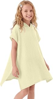 Girls Swim Cover Up Cotton Poncho | Hooded Coverup, Kid Double Sided Swimsuit, Lightweight And Comfy Fabric, Quick Dry Towel, Summer Beach Travel Outdoor Clothes