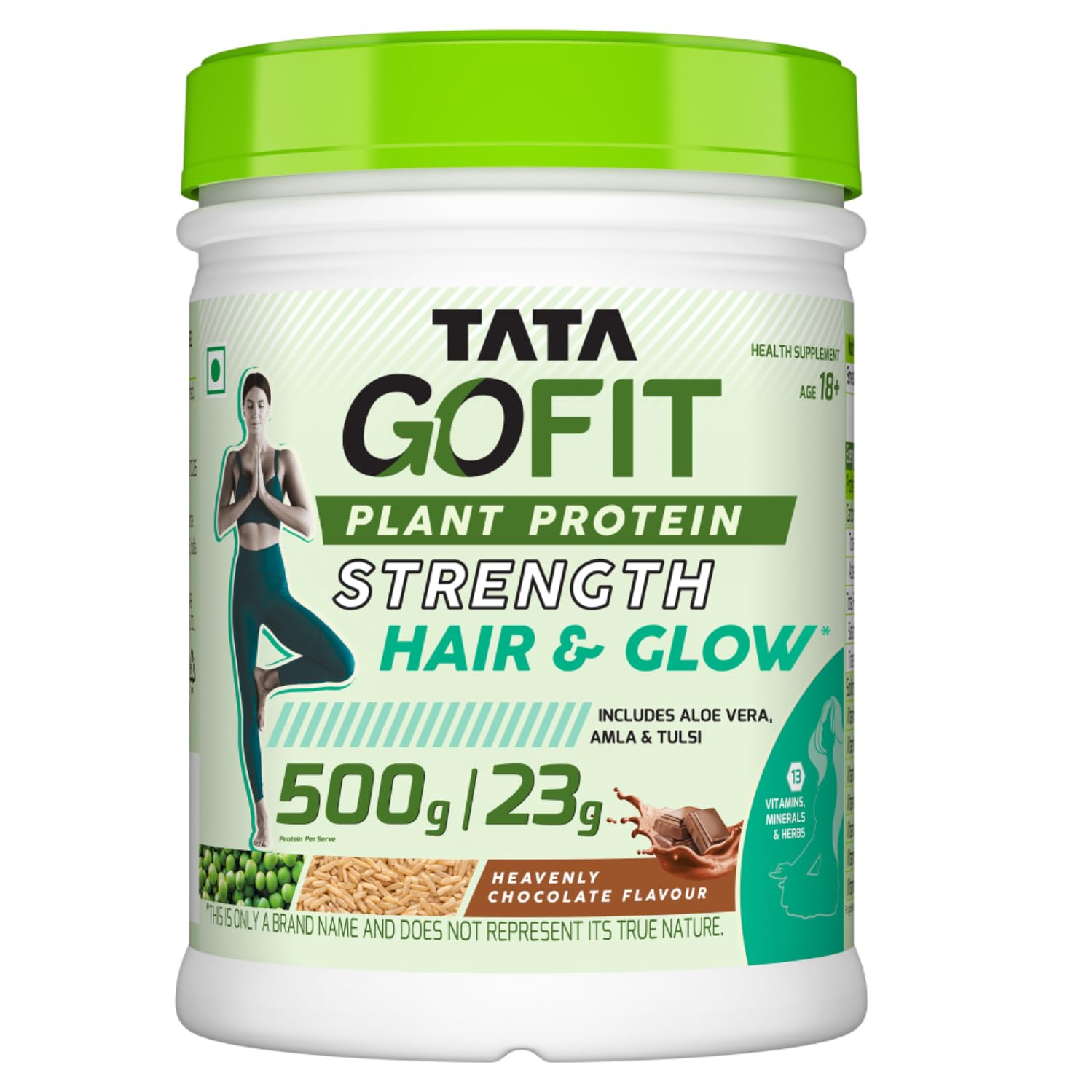 Tata GOFIT Plant Protein Strength Hair & Glow, Pea & Brown Rice Blend, 13 Vitamins, Minerals & Herbs, Aloe Vera, Amla & Tulsi, Heavenly Chocolate Flavour, 500G (15 Serves), No Soy, No Lactose (B0CV3L12B3) Amazon Price History, Amazon Price Tracker