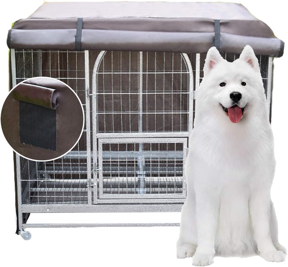 Dog Crate Cover for Wire Crates, Durable Oxford Pet Kennel Cover with Mesh Window for Indoor and Outdoor Protection,Fabric Crate Cover, Waterproof Windproof for Medium and Large Dog