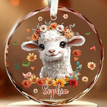 Personalized Lamb Christmas Ornament - Christmas, Birthday Gifts For Animal Lovers - Mothers Day, Pet Lover Gifts For Girls, Women, Her - Just A Girl Who Loves Lamb Glass Xmas Tree Ornaments