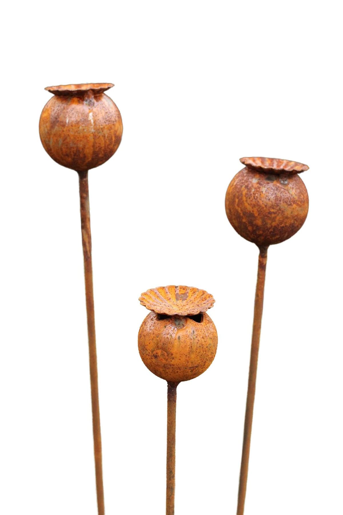 Metall Gartenstecker Vogelfutter Station Rost Optik - H 100 cm - Garten Deko Beetstecker Vogeltränke - Frühling Sommer Blumenbeet