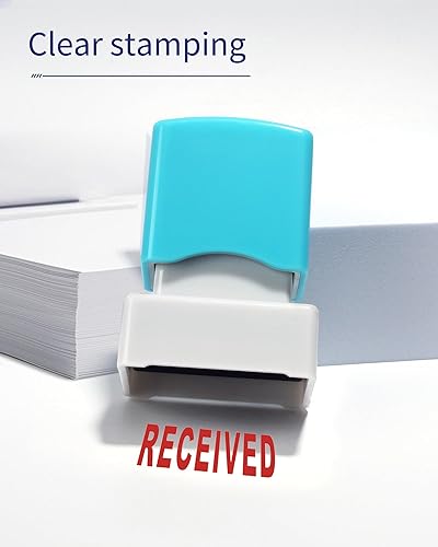 Miniatura 3 de WAFJAMF Sellos recibidos  Sello de goma autoentintado recibido sello de mensaje de tinta roja  grande