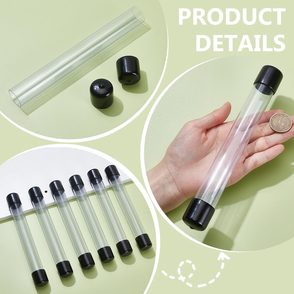 AHANDMAKER 30 Stück Klar Kunststoff Röhrchen mit Kappen 20.5cm Lang Rund Tragbar Aufbewahrung Röhrchen für Räucher Stäbchen Perlen Kleine Teile Aufbewahrung Bastelarbeiten Organisation