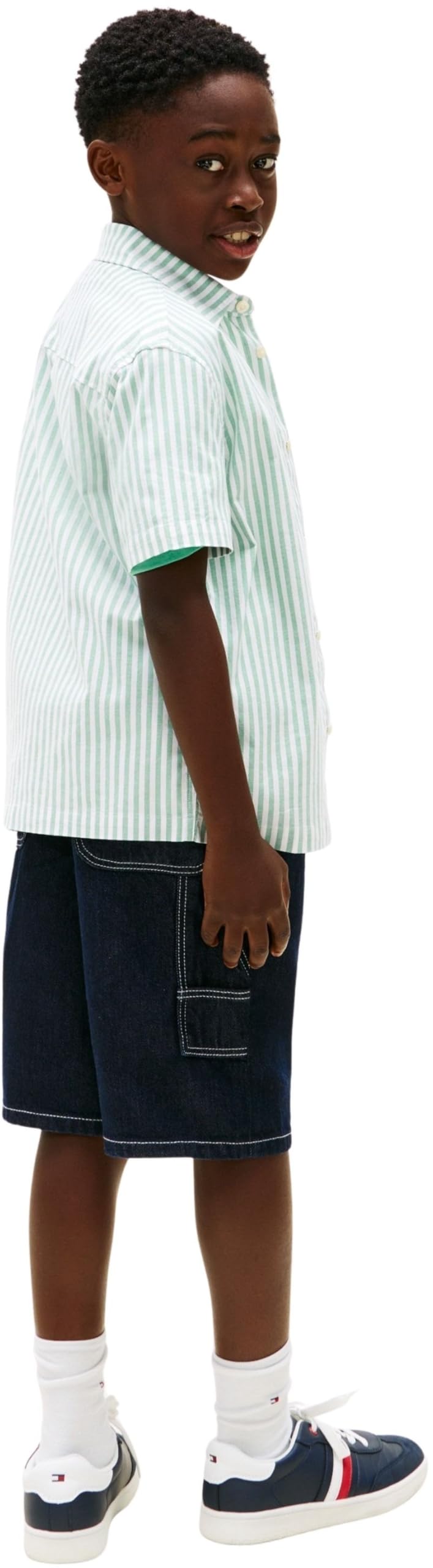 Tommy Hilfiger Flex Ithaca Stripe Shirt SS Kb0kb10210 Camicie Bambini e Ragazzi (Pacco da 1)