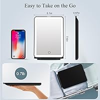 Vista 57 de FUNTOUCH - Espejo de maquillaje de viaje, recargable, con 72 luces LED, portátil, 3 modos de iluminación, pantalla táctil regulable, de tocador