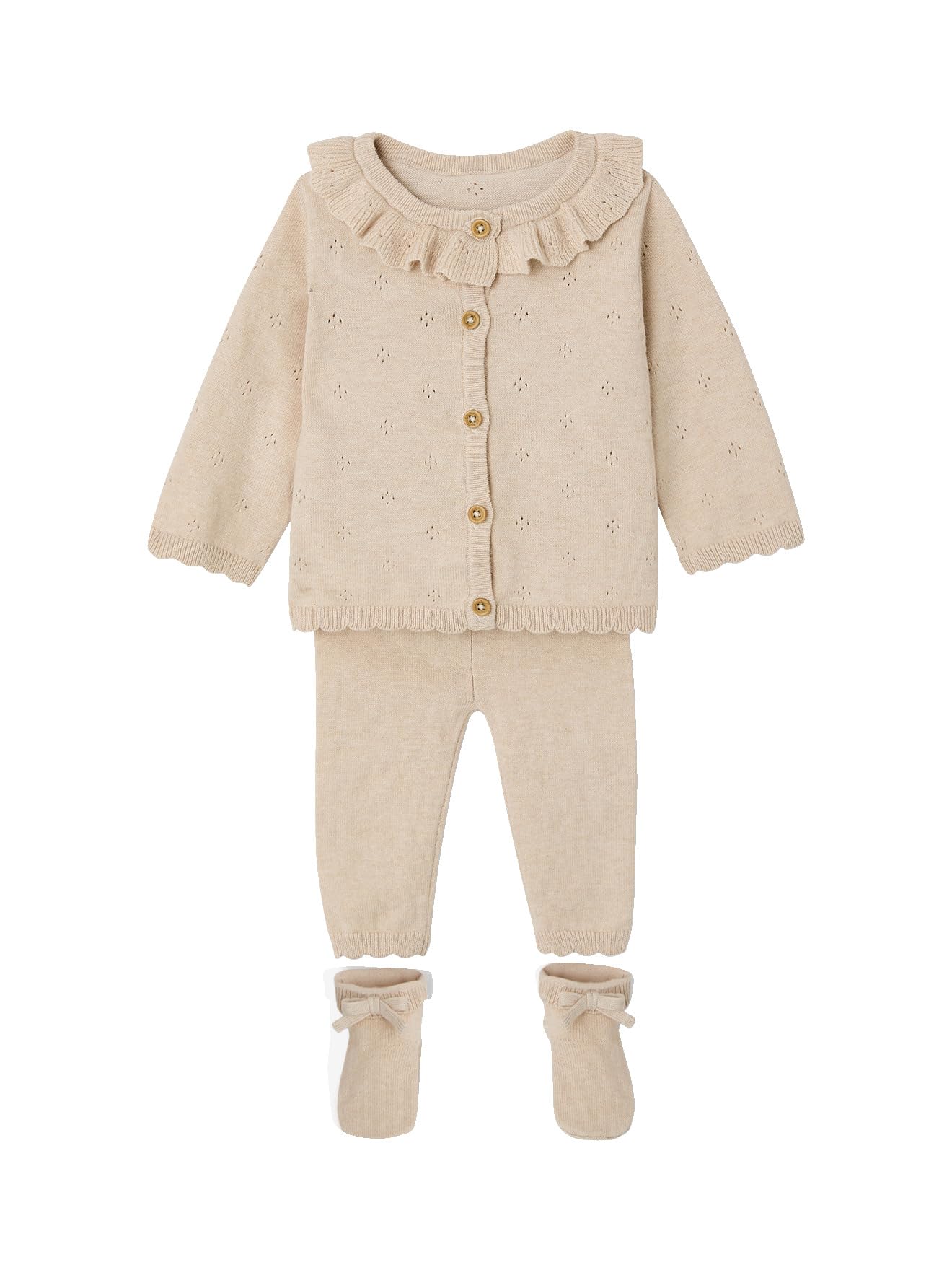 VERTBAUDET Coffret ensemble bébé fille tricot 3 pièces beige chiné 18M(81CM)