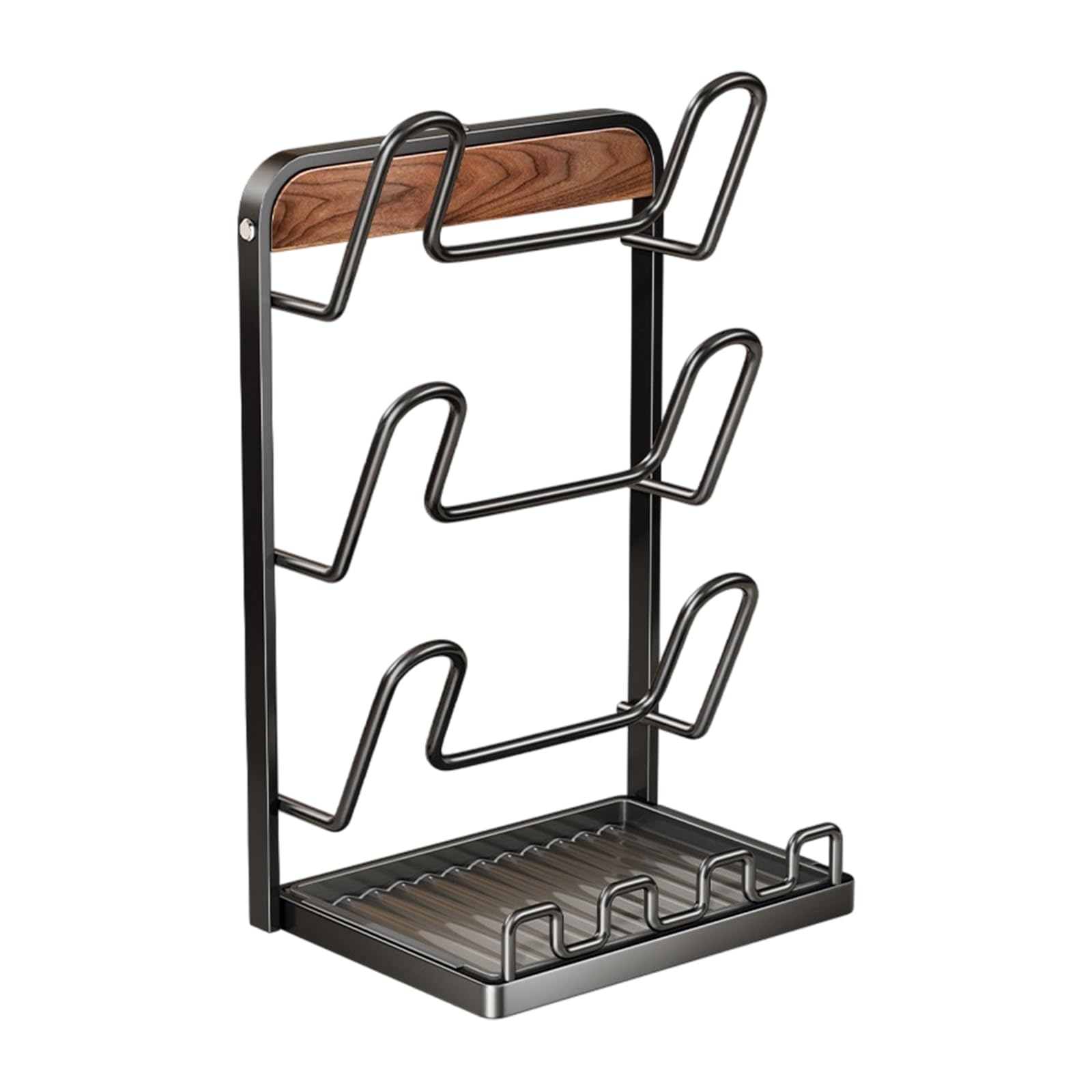JSGHGDF Stainless Steel Cookware Cover Rack Including Spoon Rest and Multi Slot Artistic Zone Efficient Vertical Stand for Neat Kitchen Counter Arrangement Kitchen Storage Rack