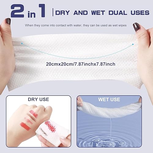 Miniatura 3 de Toalla facial desechable, 600 toallas faciales, para lavar toallitas secas de algodón suave, toallas faciales para lavado y secado, tejido facial