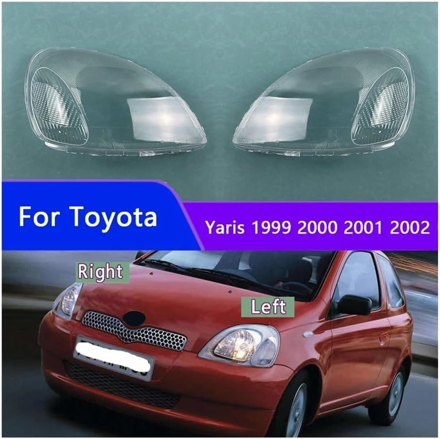 Head light Lens Compatible Compatible for Toyota for Yaris 1999 2000 2001 2002 Car Accessories Cover Transparent Lampshade Lamp Head lamp Shell Replacement(A Piar)