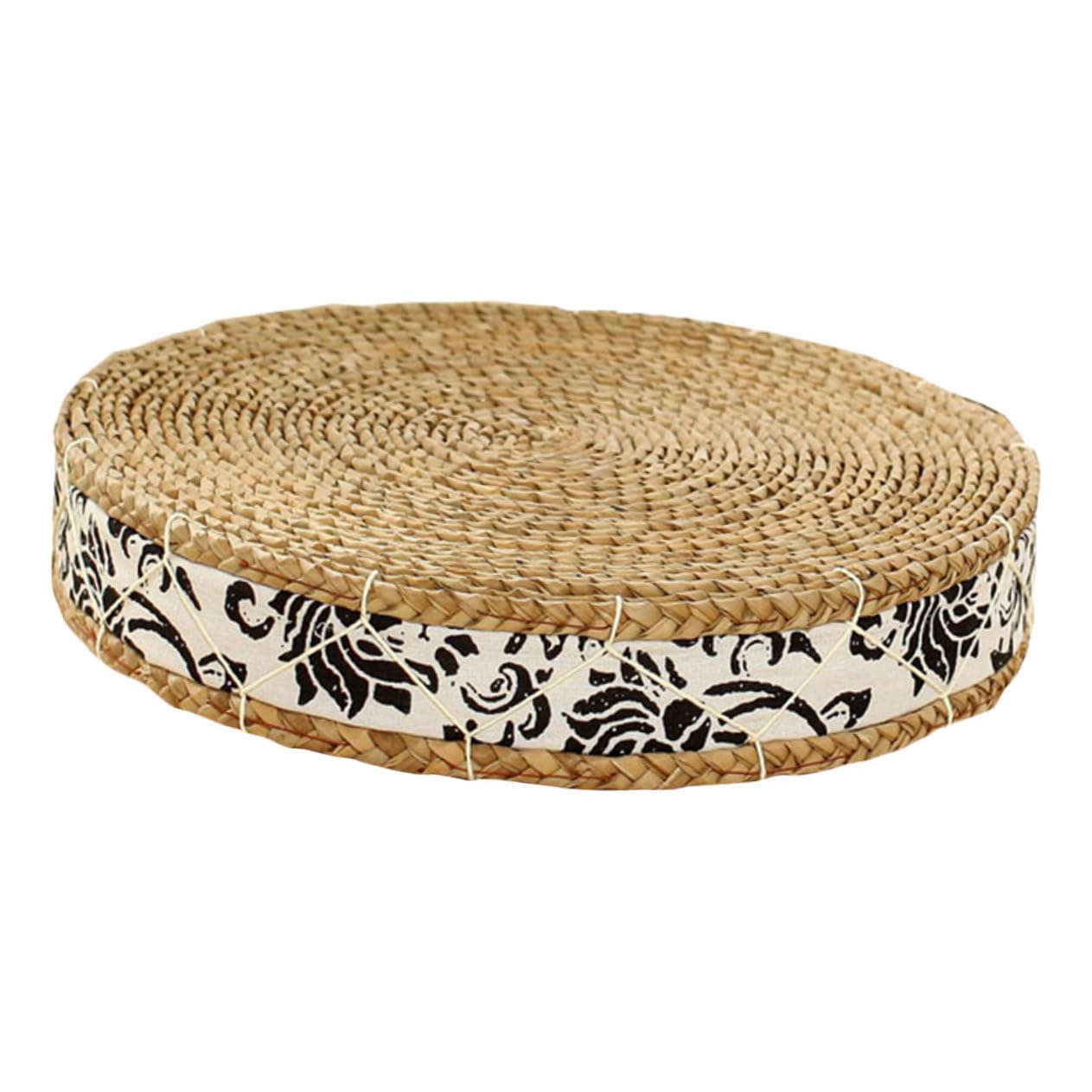 Coussin Tissé Naturel Rond en mousse et tissu épais pour le sol