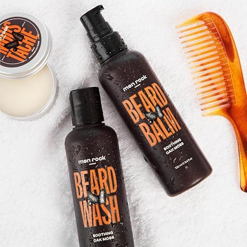 Miniatura 7 de Men Rock Bálsamo calmante para barba, perfecto como acondicionador y suavizante, acondiciona profundamente los pelos de la barba mientras hidrata la
