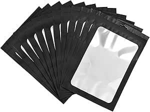 WACCOMT Pack Black Resealable Plastic Bags 5.12mil Thick Small