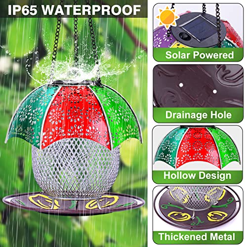 2023 New Solar Bird Feeder For Outdoors Hanging, Mesh Metal Bird Feeder For Cardinal, Finch, Blue Jay And Wild Birds 2.5 Lbs Seed Capacity, Solar Garden Lantern Decoration, Gift For Bird Lovers #TOP2