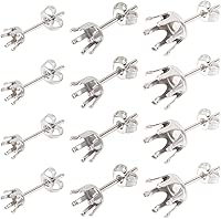 SUNNYCLUE 1 Box 90Pcs Prong Earring Setting 304 Stainless Steel Earring Posts Prong Earring Blanks Beads Rhinestone Claw Earring Component for Jewelry Making Women Adults DIY Stud Earrings Crafts