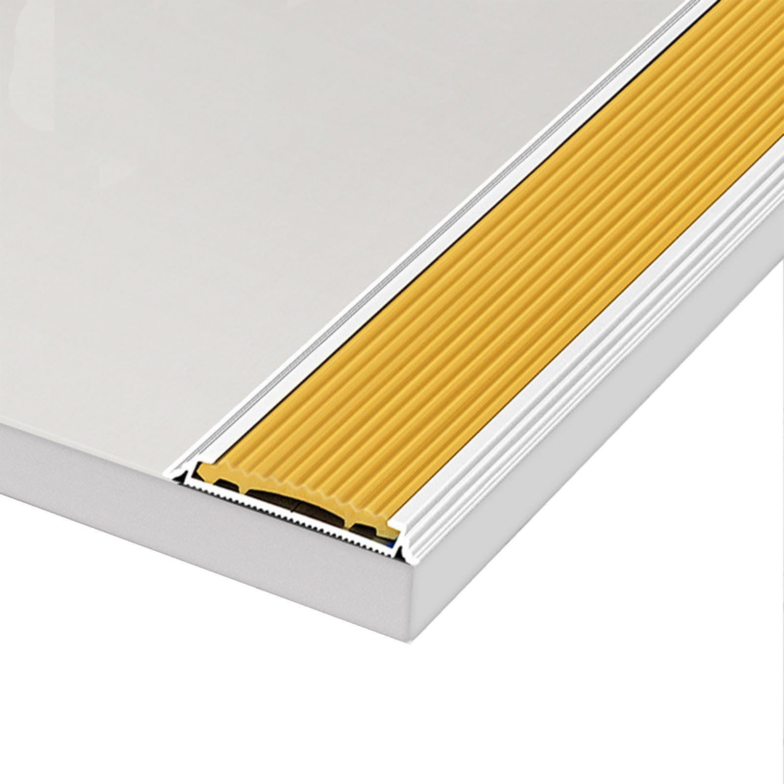 YLLFFLL Aluminum Stair Nosing Edge Trim with Rubber Edging, Non-Slip Stair Edge Protector for Homes/Schools/Hospitals, Stair Edge Safety Strips(Yellow,2.3m/7.5ft)