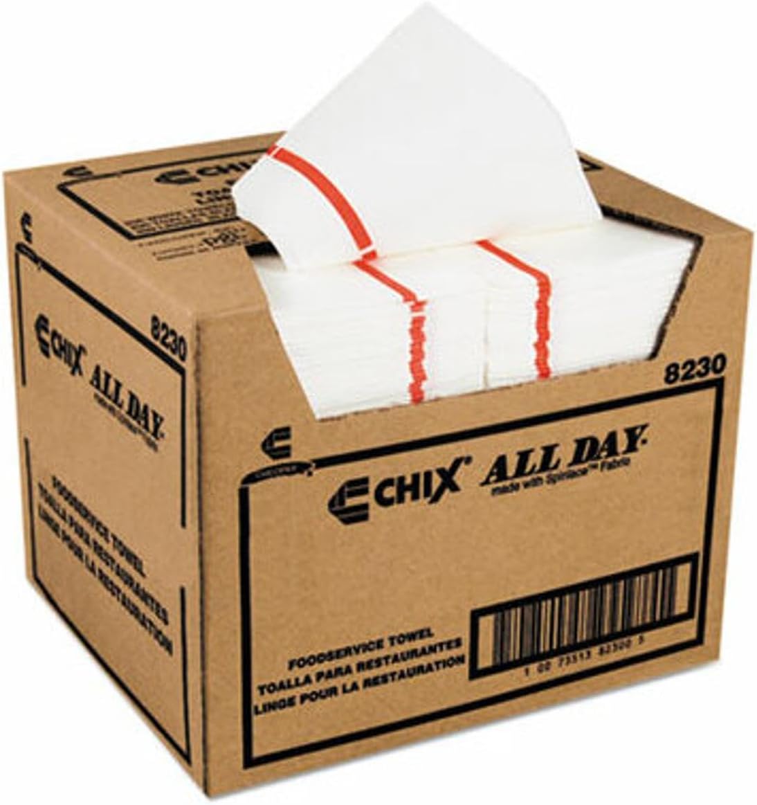 Chicopee 8230 21" Length x 12" Width, White with Red Print, Chix All Day Lightweight Towel (Case of 200)