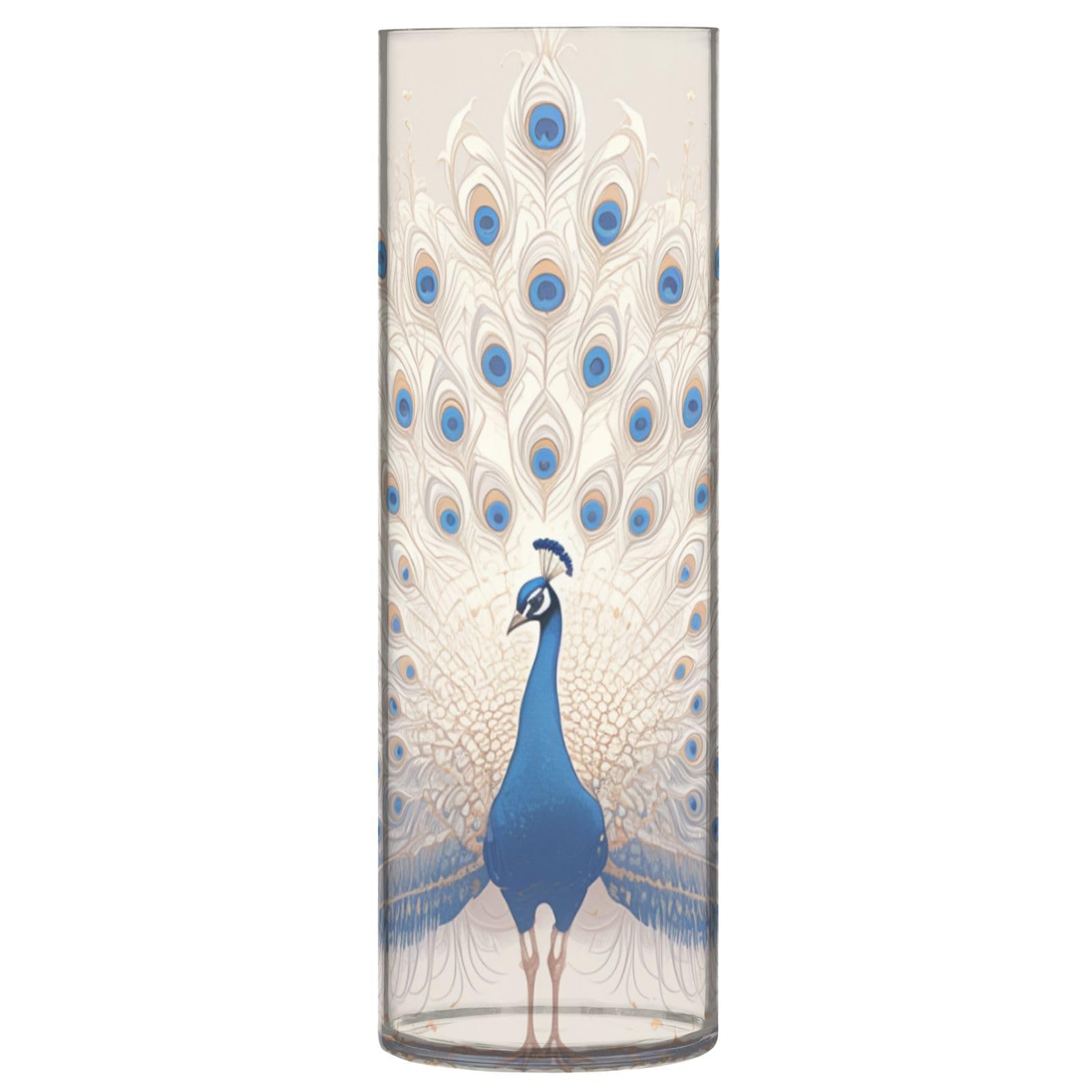 Vase en plastique bleu paon de 30 x 10 cm décoratif pour salon