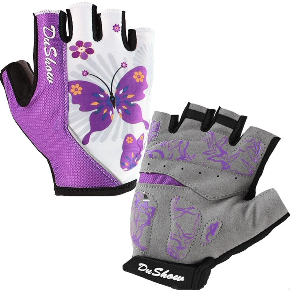 DuShow Women Half Finger Cycling Gloves,Gel Padded Anti-Slip Shock-Absorbing Mountain Road Bicycle Biking Bike Short Fingerless Gloves