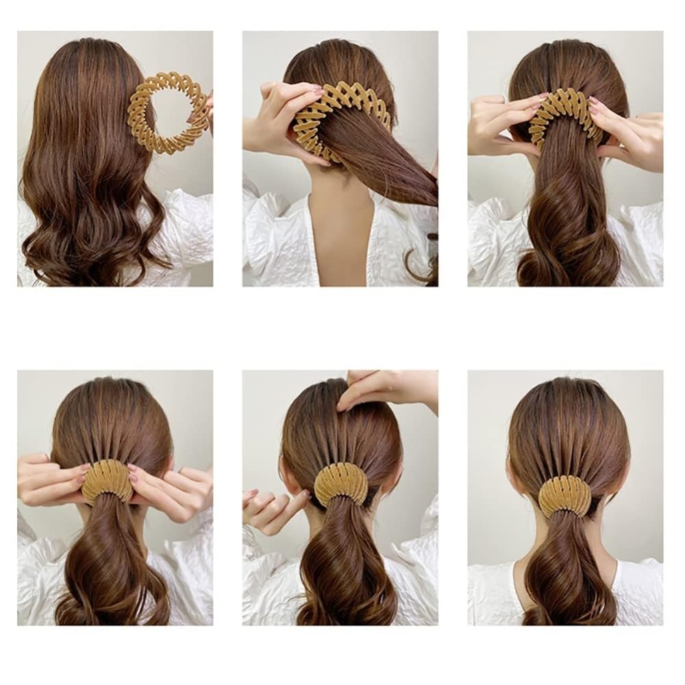 Pettine Capelli 4 Fermagli Per Capelli Con Nido Di Uccello Opaco, Morsetti Per Artigli Per Chignon, Fermagli Per Chignon, Porta Di Cavallo Espandibile Accessori Capelli