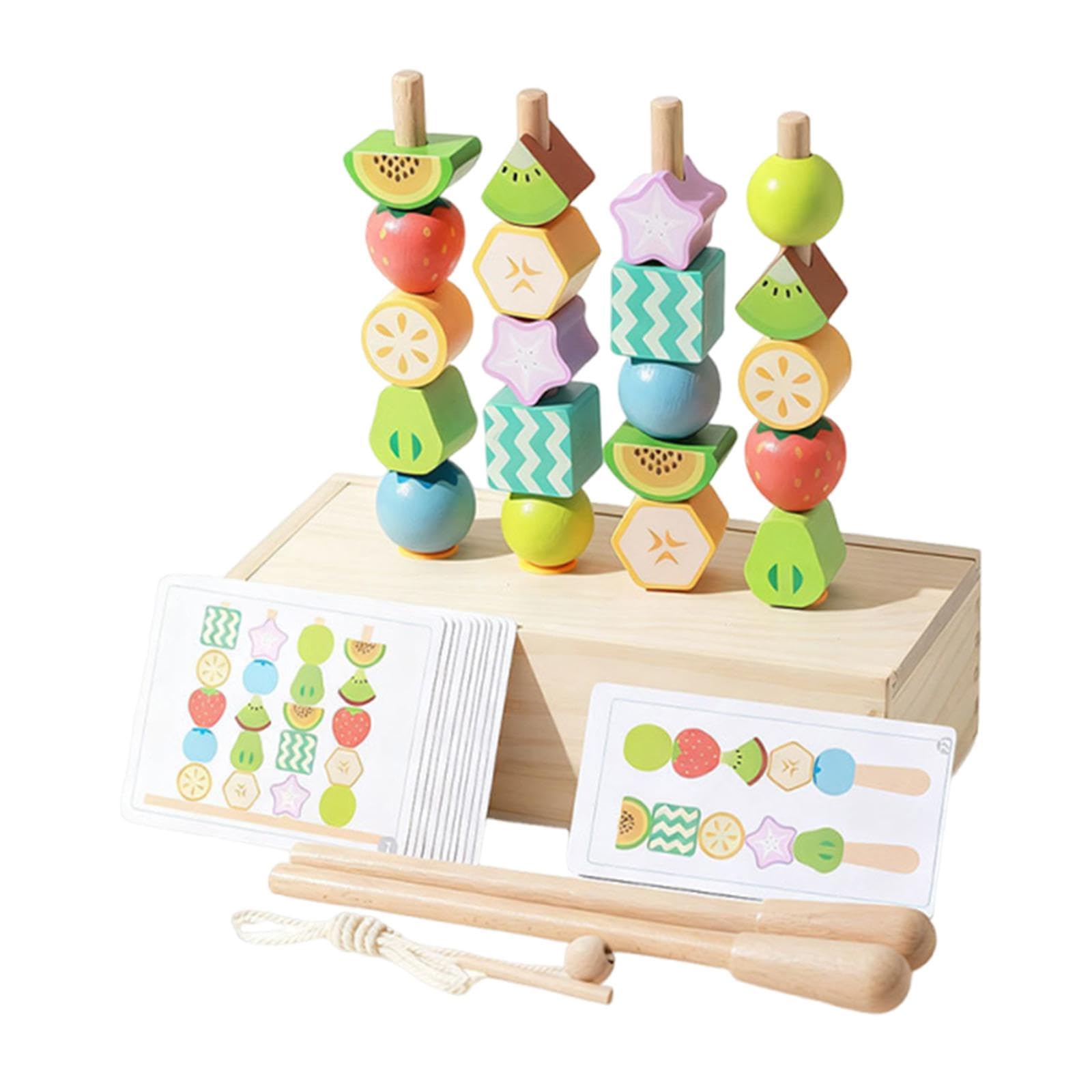 Juguete de Secuenciación de, de Madera para Ensartar, Bloques Apilables Sensoriales, Juego de Aprendizaje Temprano, Habilidades Motora, Style B