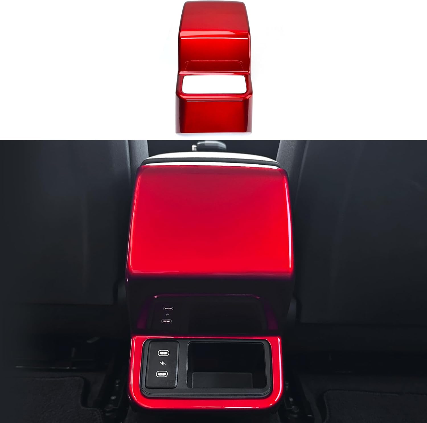 ABS Car Rear Seat AC Air Vent Frame Cover 2nd Row Air Outlet Anti Kick Cover Trim Compatible with Kia K4 2025 2026 Accessories (Glossy Red Style)