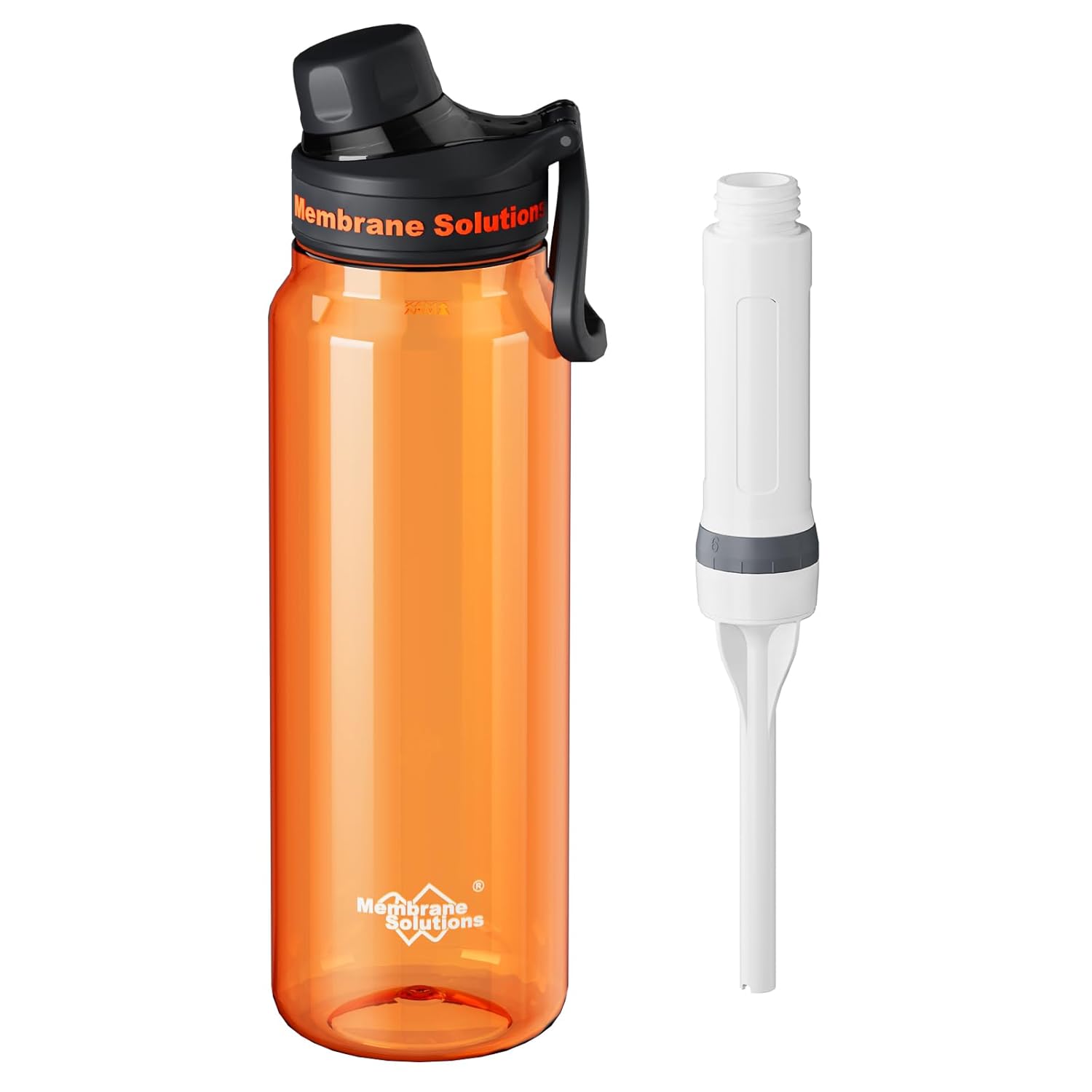 Filtered Water Bottle, Membrane Solutions C3 Water Bottle Filter with Replaceable ACFX2 Filter Cartridge, Portable Water Filter 36oz BPA-Free for Travel, Hiking & Camping Drinking use(Orange)