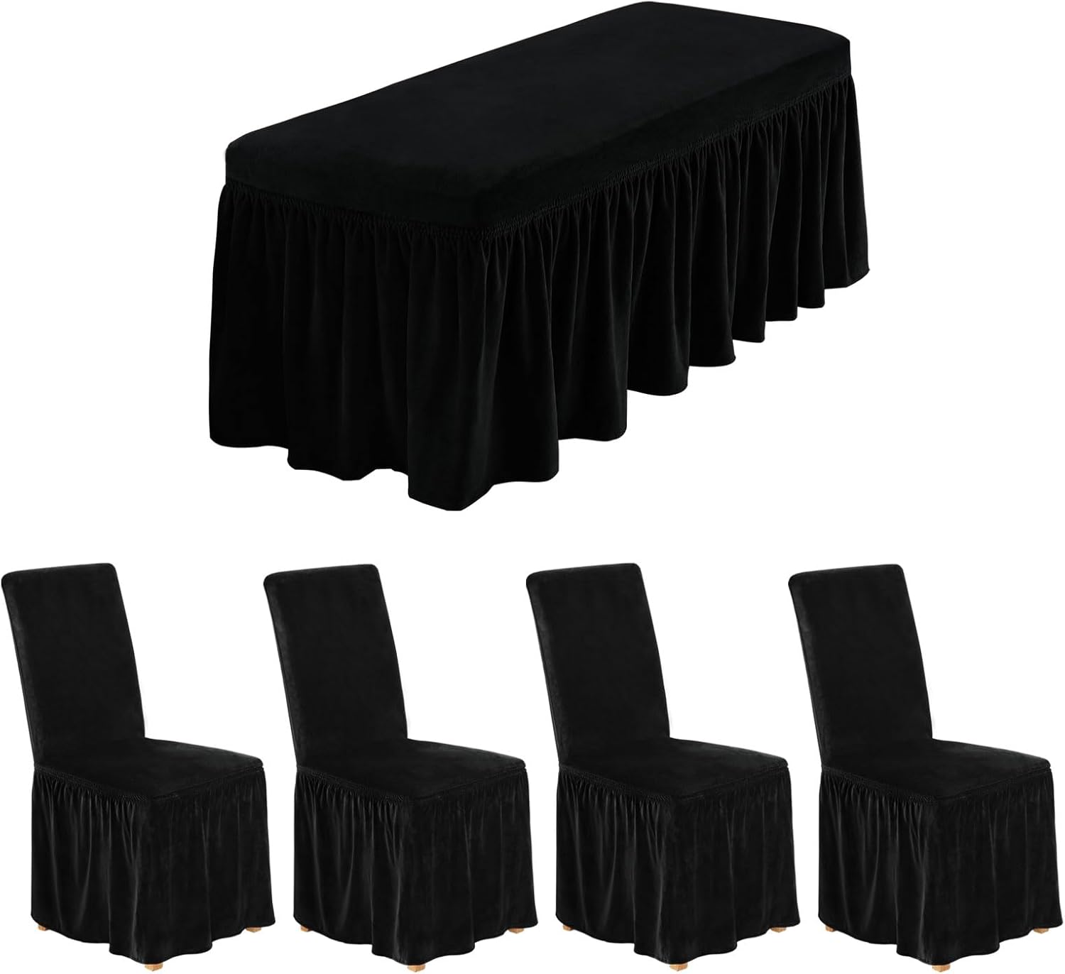 NICEEC Spandex Dining Bench Cover and Dining Chair Covers Set of 4 Bundle