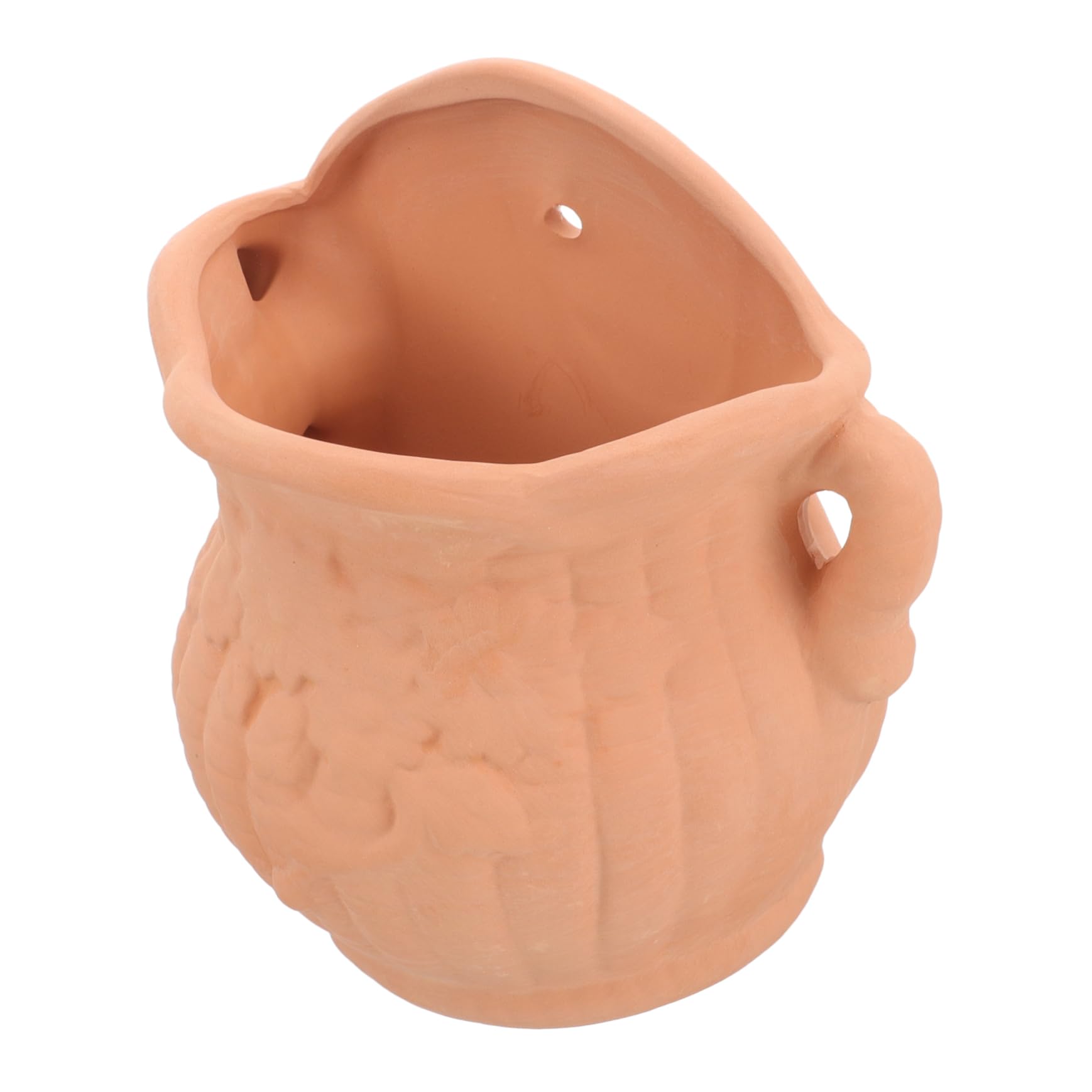 HANABASS Hängeblumentopf aus Keramikton für Balkon und Innenbereich Wandpflanzgefäß 18X17X8cm Minimalistischer Pflanzenhalter für Zimmerpflanzen Grünpflanzen Sukkulenten