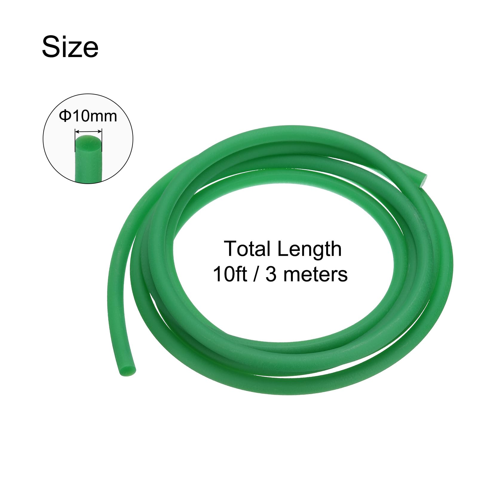 QUARKZMAN Courroies Rondes en Polyuréthane 10 mm de Diamètre Verte | Courroie en Pu pour Transmission, 3 Mètres 10 Pieds de Longueur, Surface Rugueuse