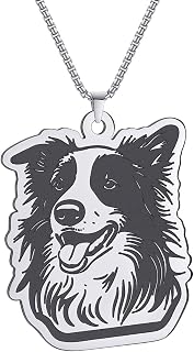 LUTAKU dog border collie pendant necklace for women,Cute Puppy Dog Pendant Charm Chain,Stainless Steel Pet Animal Jewelry Accessories