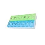 7 Day Weekly Pill AM PM Organizer, ShysTech Large Pill Case Pill Box for Pills/Vitamin/Supplements/Medication (Blue/Green)