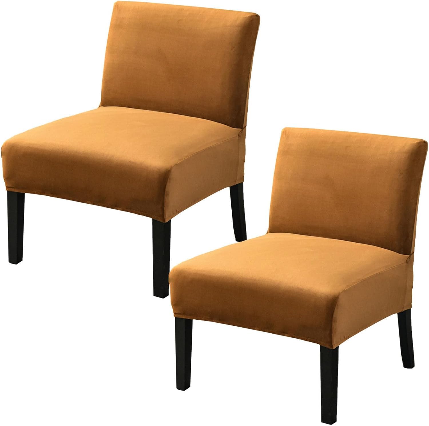 Haclen Camel Velvet Armless Accent Chair Covers Set Of 2 1, Stretch Slipper Chair Slipcovers Soft Washable Armless Chair Slipcover For Living Room Bedroom (,2 Pcs)