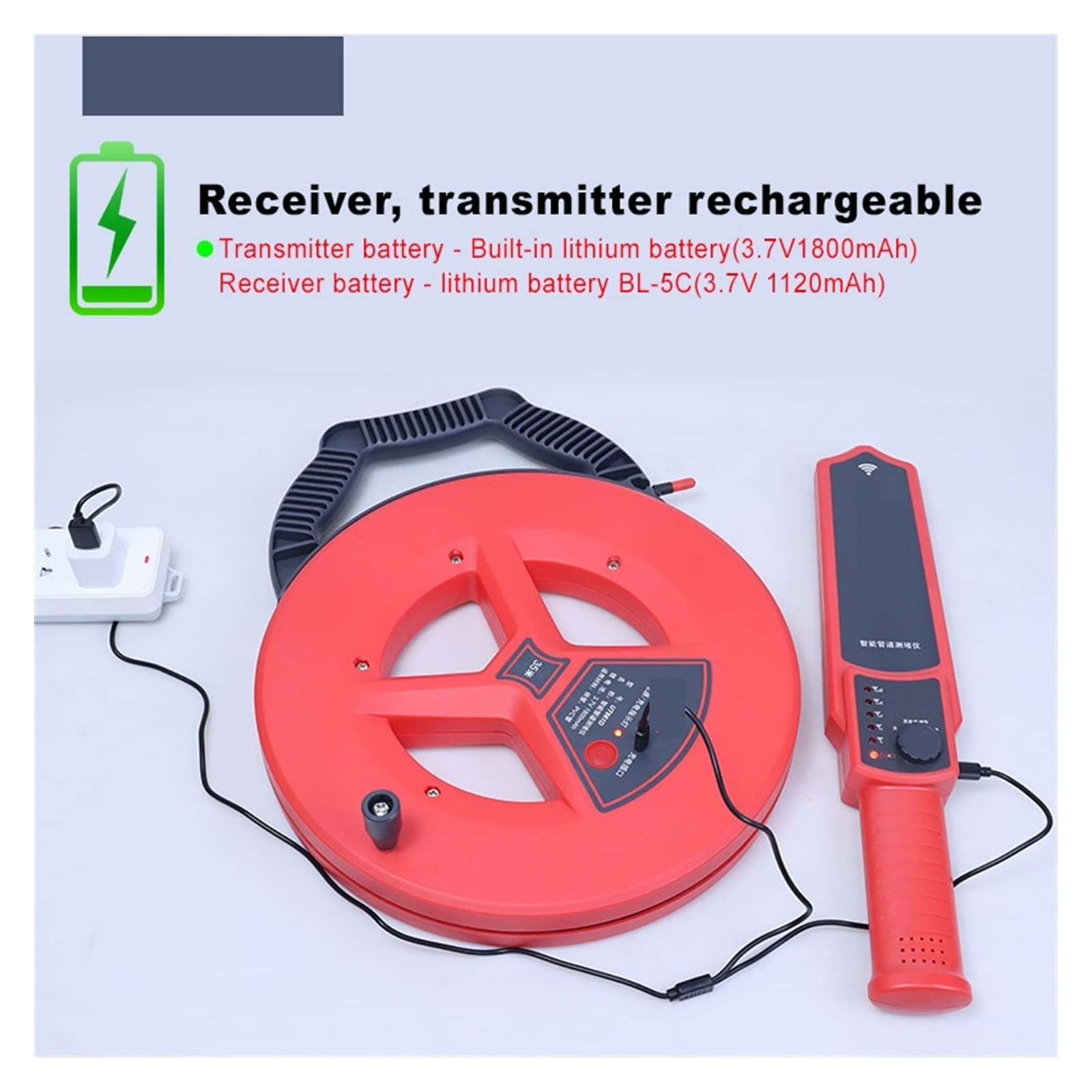 EDEDE Escáner de Pared, Detector de Bloqueo de tuberías de Hierro de PVC for Pared, Herramienta de diagnóstico, escáner, Bloqueo de tuberías, Instrumento de fontanería(20m)