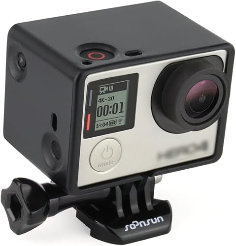 SOONSUN Carcasa de montaje de marco extendido para GoPro Hero 4/3+/3 - Compatible con LCD BacPac y extensión de batería - Incluye hebilla de montaje