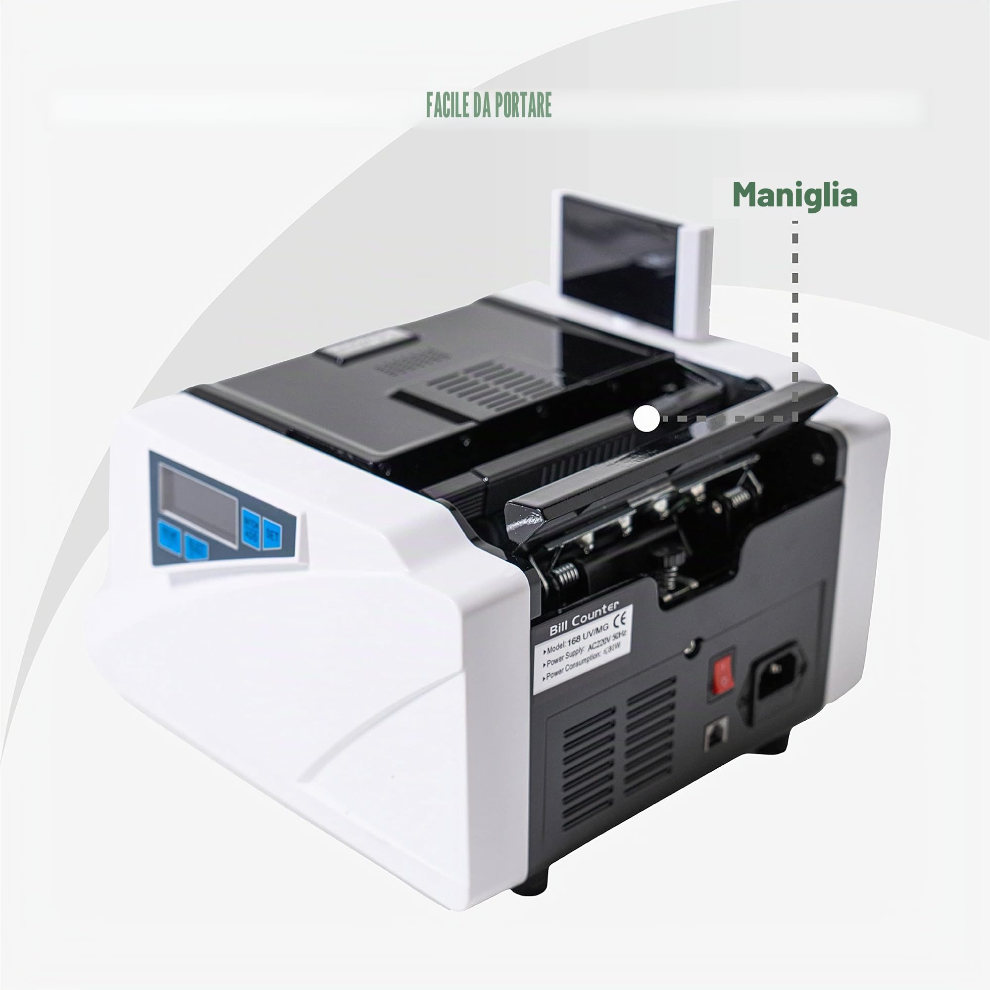Conta Banconote | Macchina Conta Soldi Professionale | Rilevatore Banconote False 4-Fold | 1000 Banconote/min | Verifica Banconote e Controllo Soldi Falsi | Incl. Pennarello Banconote