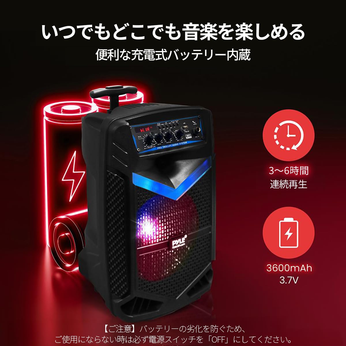 Amazon.co.jp: Pyle Bluetooth スピーカー 大音量 ポータブル PA