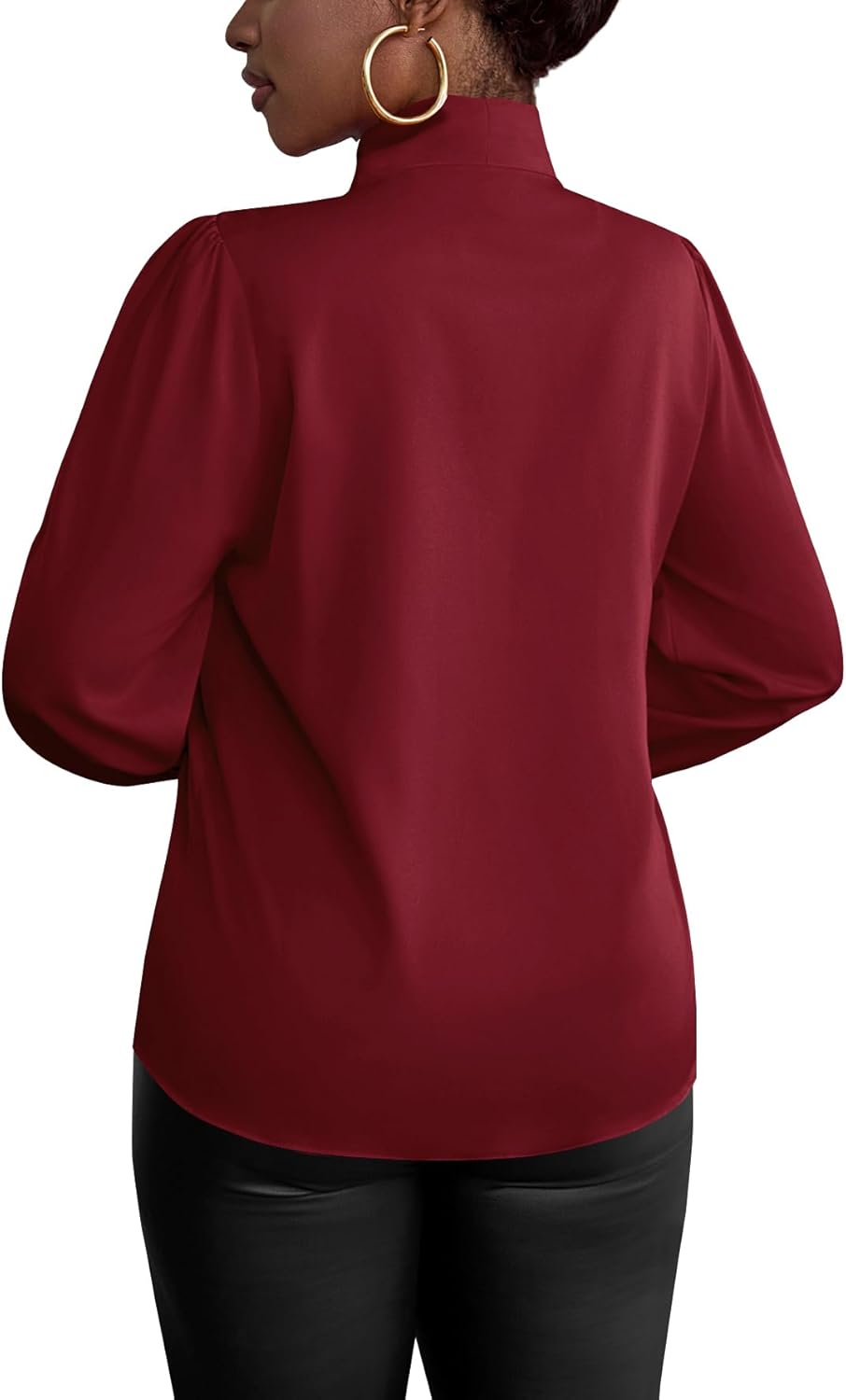 Vrtige Women's Elegant Bow Tie Neck Long Sleeve Blouse Office Shirt Top - Image 5