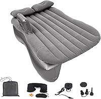 Vista 9 de Colchón inflable de aire para automóvil, cama de asiento trasero con bomba de aire, 53 x 32.6 pulgadas, portátil, grueso, para automóvil, viajes