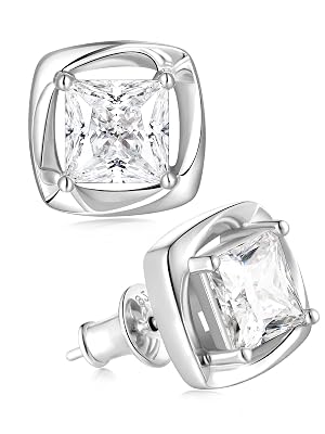 Color-D 2 carats Moissanite Princess Pear Teardrop Oval Cut Stud Earrings for Women Men Gold White Gold Plated