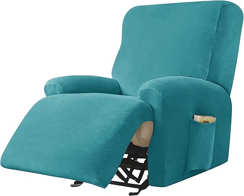 Miniatura 20 de Fundas elásticas para sillón reclinable, 4 piezas, funda de terciopelo ultra suave para silla reclinable, funda de sofá de un solo asiento, Beige