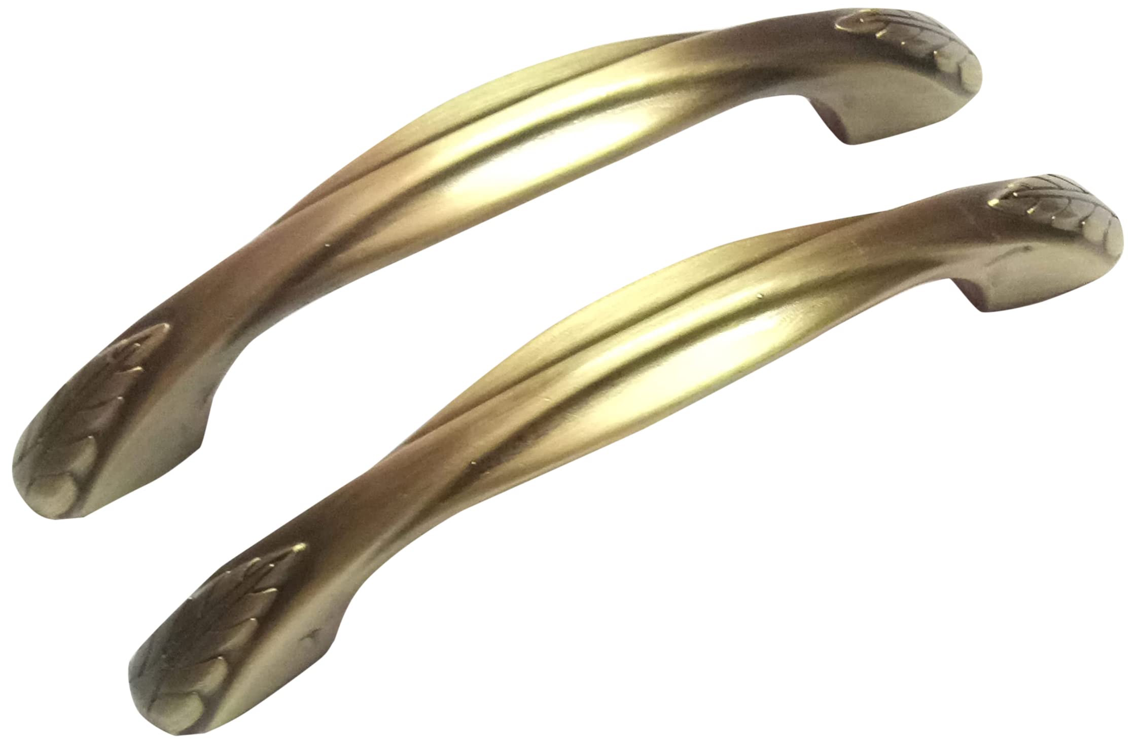 Brass Antique Finish Extreme Design Cabinet Handle/Handle for Kitchen Cabinets/Door Handle/Drawer Handle/Pull Handle for Home Decor (4 inch, Pack of 2pcs, Brownish Yellow).