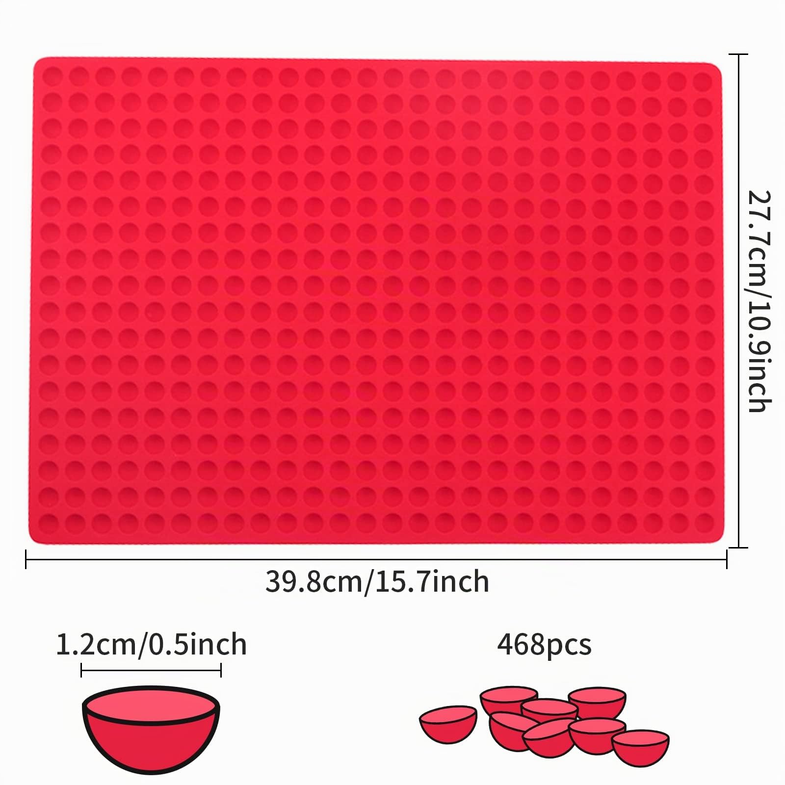 Newaner Tapis de cuisson en silicone Demi-Sphère 1cm résistant à la chaleur sans BPA rouge