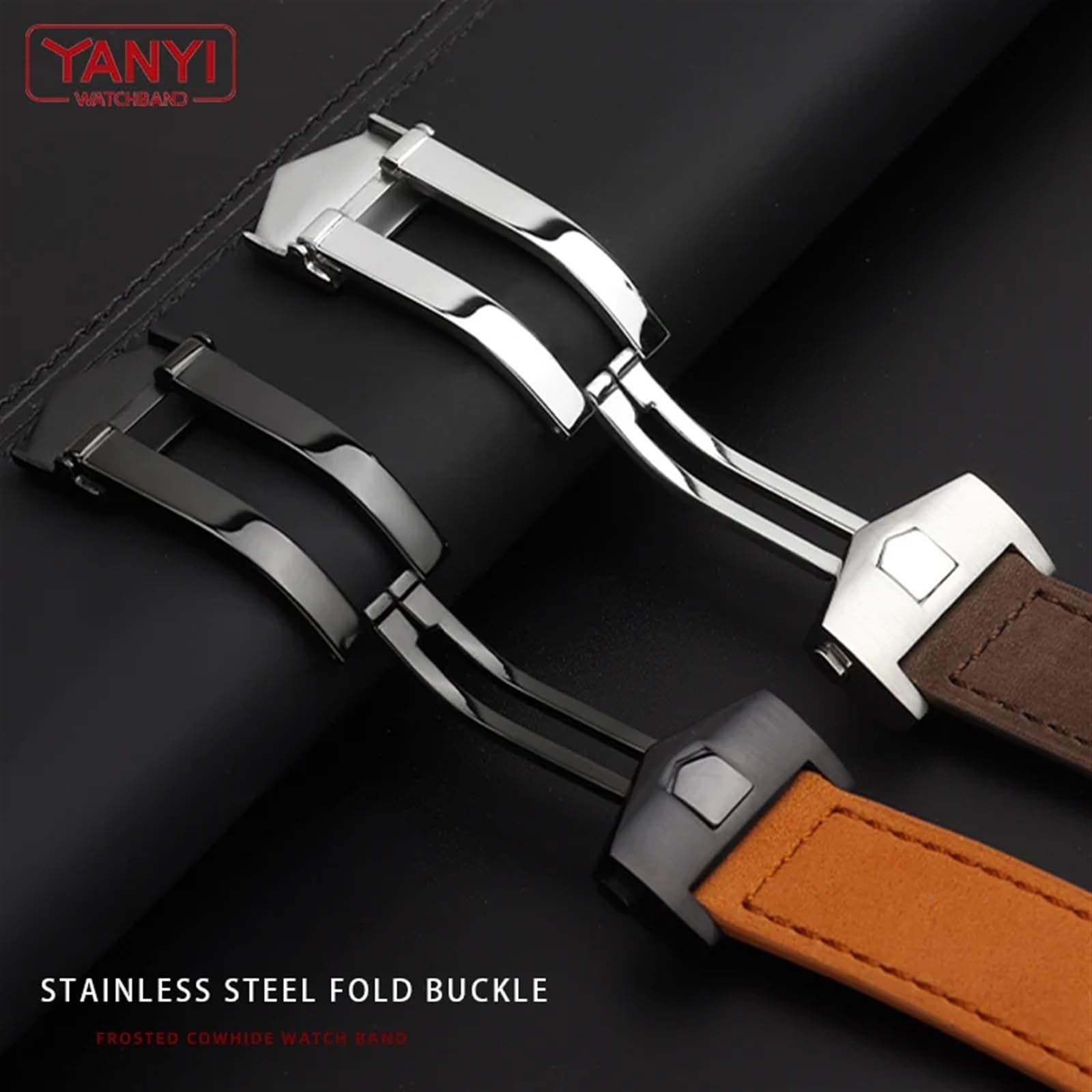 Cinturini, Cinturino for Orologio da 22 mm in Vera Pelle(Black Black Buckle)