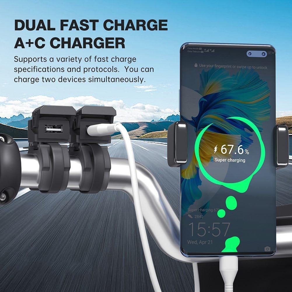 Caricatore USB per moto 30W per pd per qc3.0 Impermeabile Caricatore