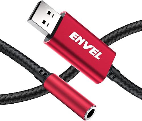 Miniatura 8 de ENVEL Adaptador de audio USB a 0.138in, tarjeta de sonido estéreo externa con doble TRS de 3 polos y conector de micrófono de 0.138in para